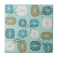 Oblongs Motifs du milieu du siècle Aquamarine Gold