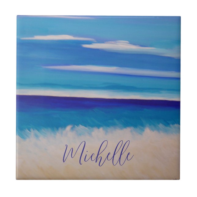 Carreau Ocean Abstrait Beach Personnalisé (Devant)
