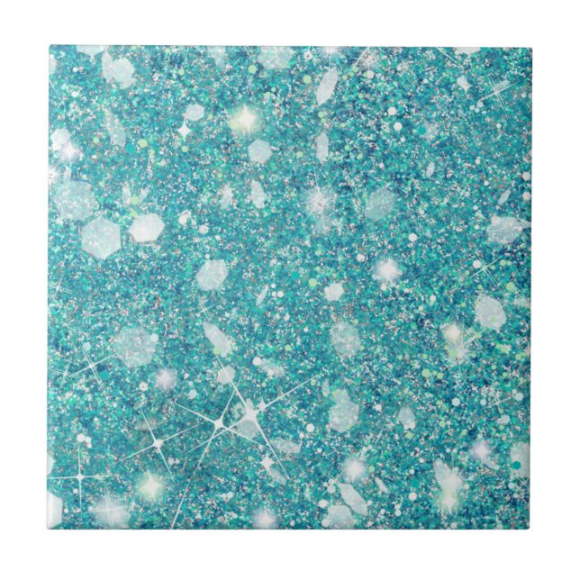 Carreau Ocean Blue Aqua Couleur Faux Parties scintillant s (Devant)