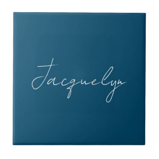 Carreau Ocean Blue Plain élégant moderne minimaliste Nom