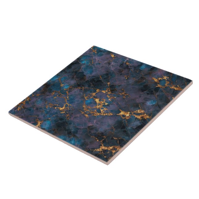 Carreau Ocean Blue Rose Gold Marble Collection tendance (Côté)