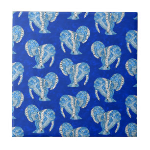 Carreau Ocean Blue Tribal Tattoo Manatees