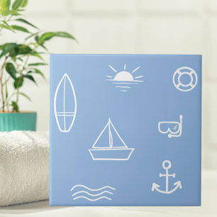 Carreau Océan d'été bleu motif sans couture salle de bain