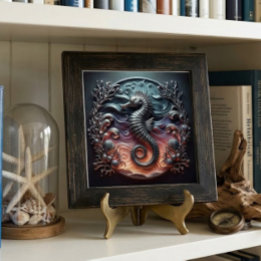 Carreau Ocean Reef & 3D Seahorse Faux Métal