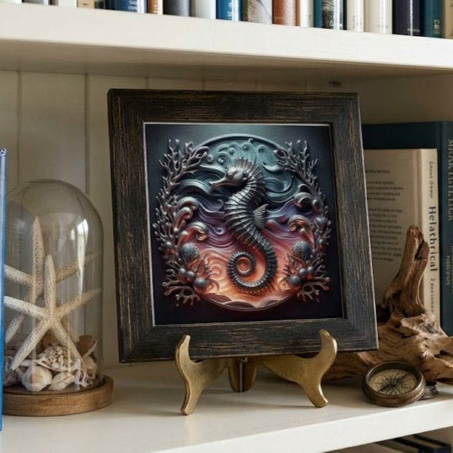 Carreau Ocean Reef & 3D Seahorse Faux Métal  (Créateur téléchargé)