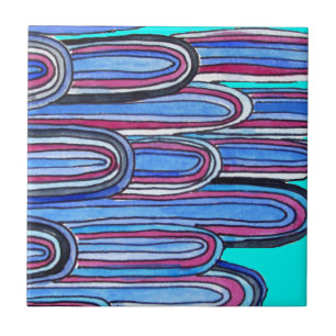 Carreau Ocean Waves aqua blue pattern