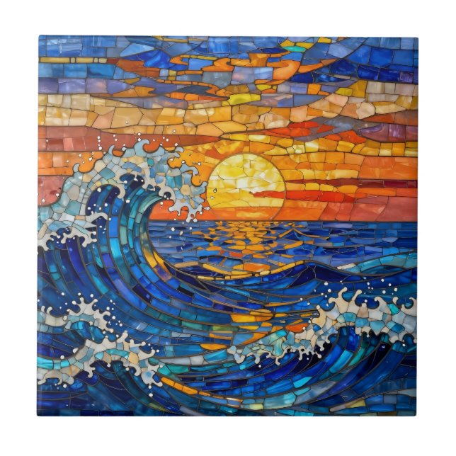 Carreau Oceanic Coastal Ocean Waves Sunset   (Devant)