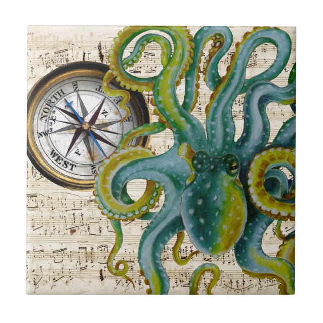 Carreau Octopus Tentacles Compass Music (Devant)