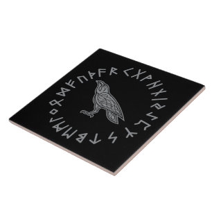 Carreau Odin Corbeau Corneille Mythologie Viking runes run