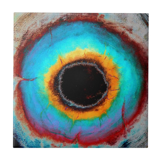 Carreau Oeil cosmique éthéré Monogramme Abstrait Vibrant A (Devant)
