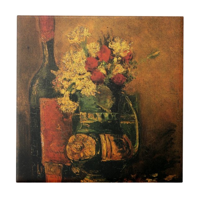 Carreau Œillets, Roses et une Bouteille par Vincent van Go (Devant)