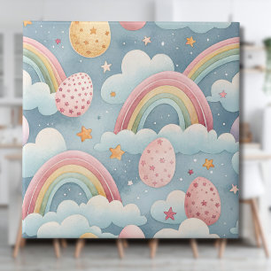Carreau Œufs de Pâques arc-en-ciel pastel vintage avec nua