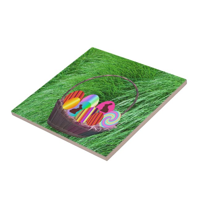 Carreau Oeufs de Pâques dans un panier (Côté)