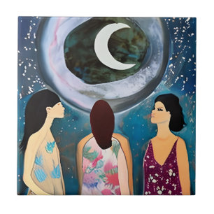 Carreau Oeuvre céleste Les femmes regardent la lune