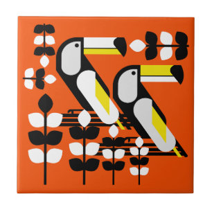 Carreau Œuvre d'art colorée de toucan tropical