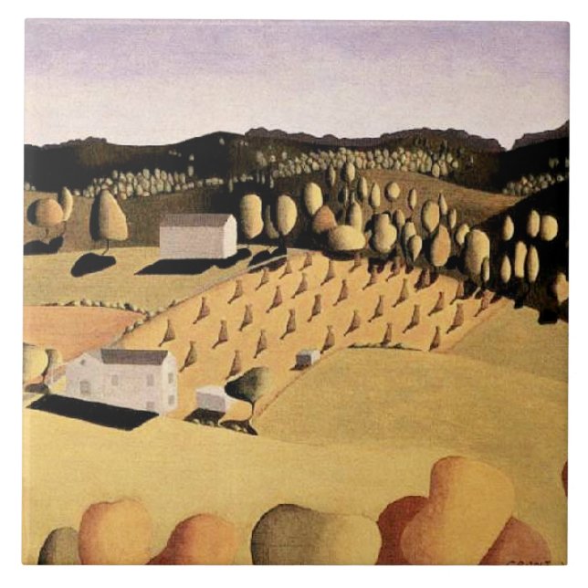 Carreau Œuvre d'art de Grant Wood, Un peu de maïs (Devant)