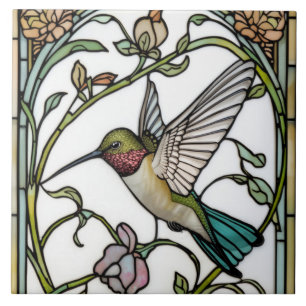Carreau Œuvre d'art élégante de colibri botanique boho chi