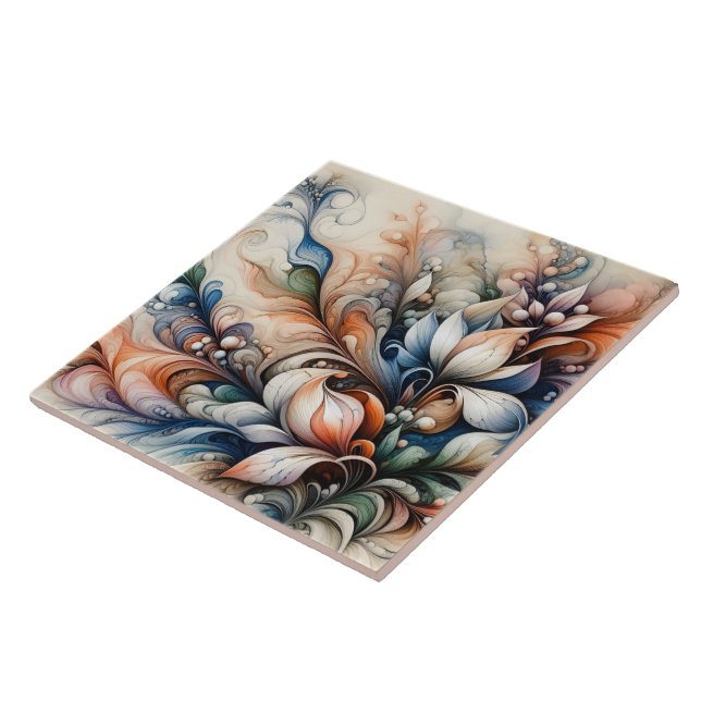 Carreau Œuvre d'art florale tourbillonnante vibrante (Côté)