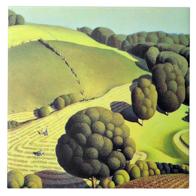 Carreau OEuvre d'art Grant Wood, Young Corn, (Devant)