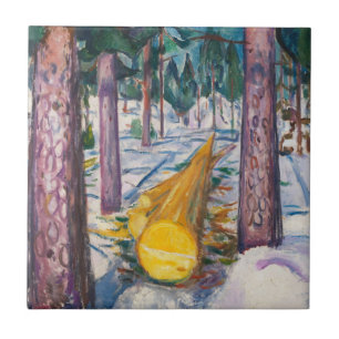 Carreau Oeuvre d'art murale vintage 1912 de Munch, forêt d