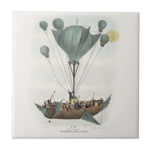 Carreau Œuvre d'art représentant un ballon dirigeable anti