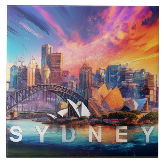 Carreau Œuvre d'art sur la skyline de Sydney  (Devant)