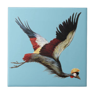 Carreau Œuvre d'art vintage de Grue couronnée d'Afrique du