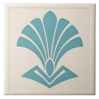 Carreau Off White/Teal Art Deco Style Ceramic  