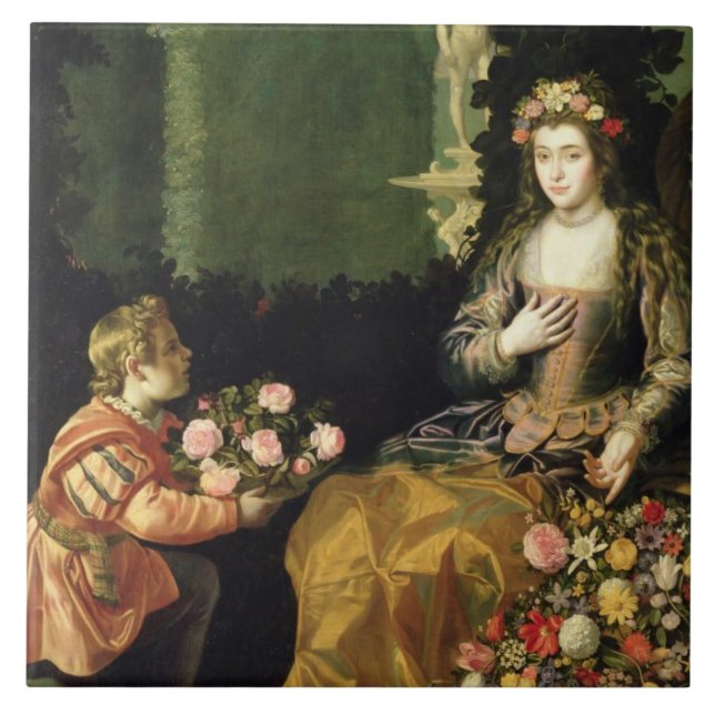 Carreau Offrant à Flora, 1627 (huile sur la toile) (Devant)