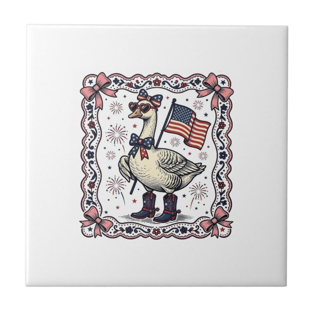 Carreau Oie patriotique gravure vintage (Devant)