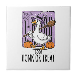 Carreau Oie sorcière de Halloween Honk ou Treat