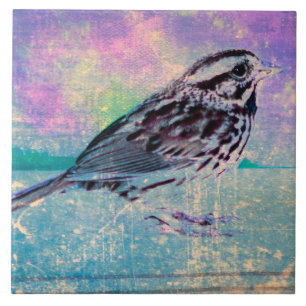Carreau Oiseau Abstrait coloré : Oiseau chanteur vibrant
