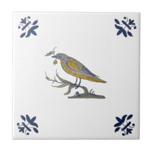 Carreau Oiseau avec Berry White Delft Repro c. 1 650 Carre