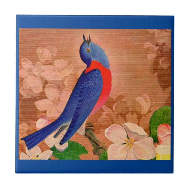 Carreau oiseau bleu du bonheur (Devant)