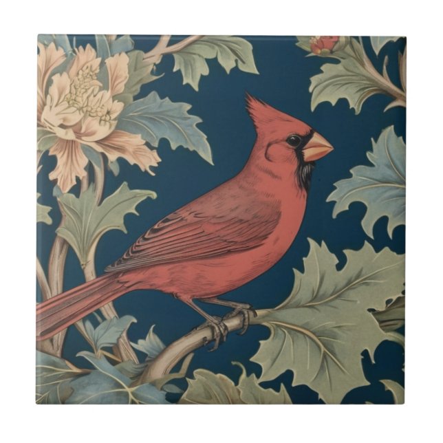 Carreau Oiseau cardinal rouge William Morris oiseaux droit (Devant)
