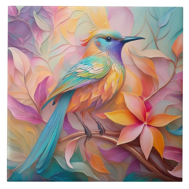 Carreau Oiseau-chanteur à gorge violette Imaginaire (Devant)