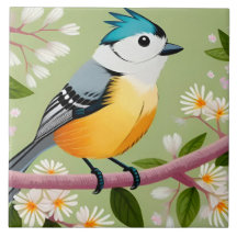 Oiseau chanteur coloré perché sur une branche en f