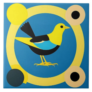 Carreau Oiseau Coloré dans un Design d'Art Géométrique Abs