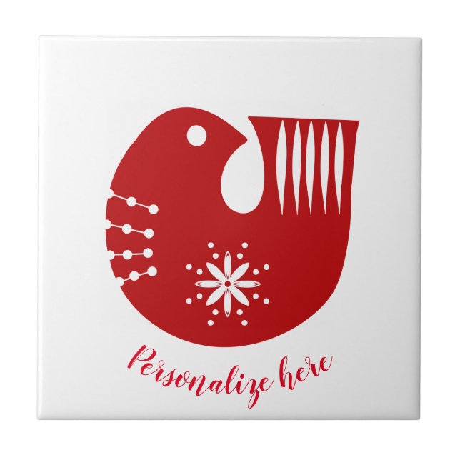 Carreau Oiseau d'art populaire Scandi      (Devant)