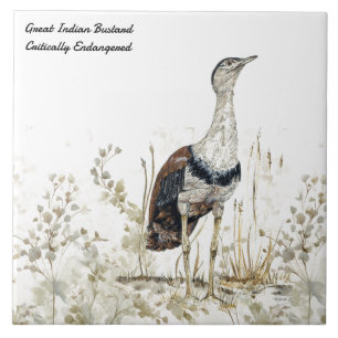 Carreau Oiseau de Bustard indien peint à la main