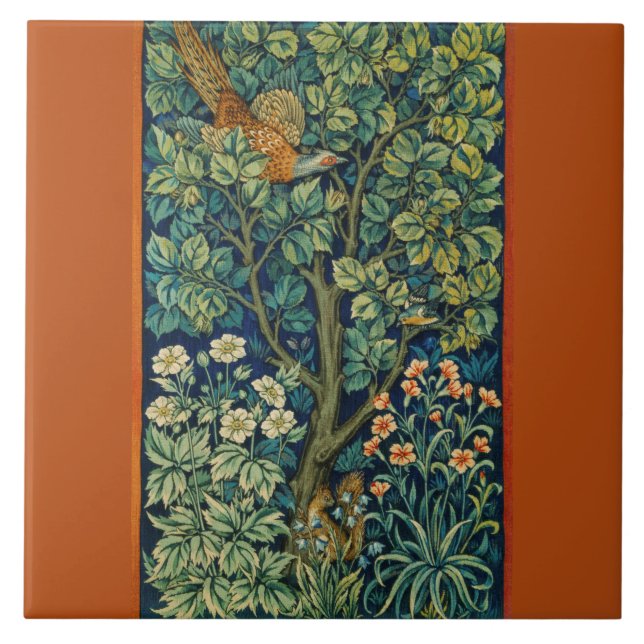 Carreau Oiseau de faisan dans un arbre (par William Morris (Devant)
