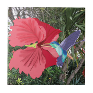 Carreau Oiseau de Humming bleu et vert