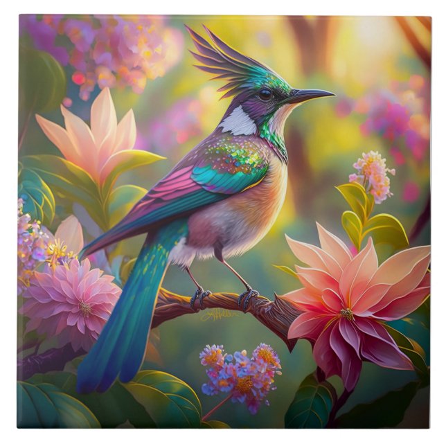 Carreau Oiseau de Jay Imaginaire vert (Devant)