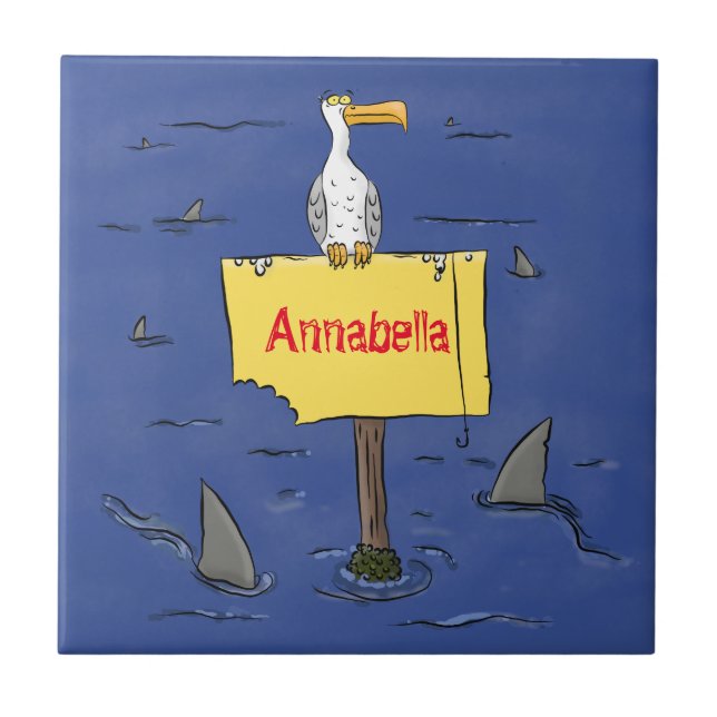 Carreau Oiseau de mer amusant entouré de dessins animés de (Devant)