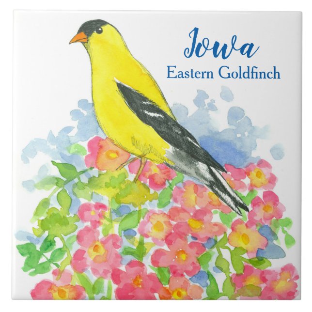 Carreau Oiseau d'État de Goldfinch de l'Iowa (Devant)