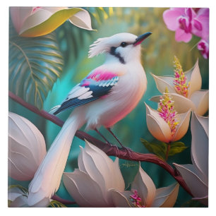 Carreau Oiseau d'Imaginaire tacheté blanc crêpé