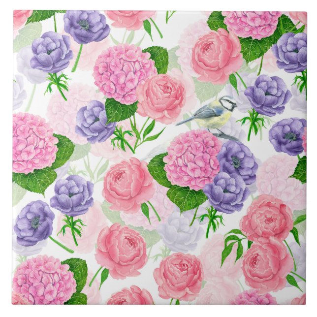 Carreau Oiseau et fleurs (Devant)