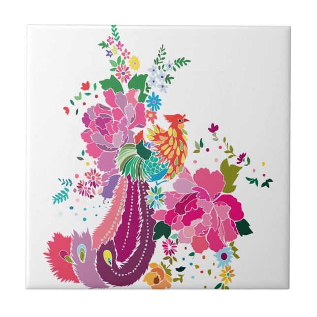 Carreau oiseau et fleurs (Devant)