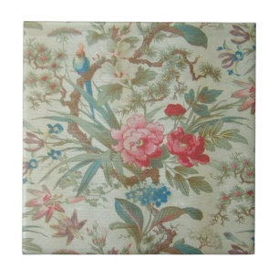 Carreau Oiseau et fleurs antiques français de Toile