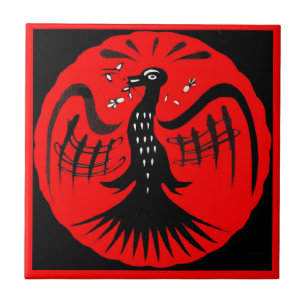 Carreau oiseau fantastique folk art oiseau Quelque chose d